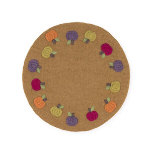 Sjaal met Verhaal Felt coaster 35 cm rond Pompoentjes Indian