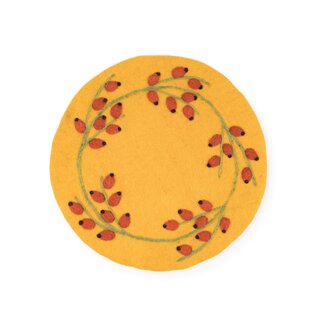Sjaal met Verhaal Felt coaster 35 cm rond Rozenbottel
