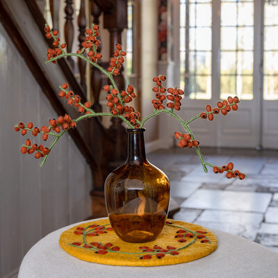 Sjaal met Verhaal Felt coaster 35 cm rond Rozenbottel