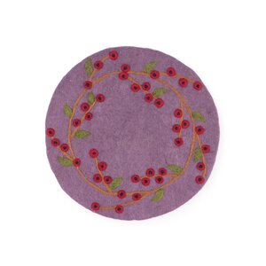 Sjaal met Verhaal Felt coaster 35 cm rond Bes Rood