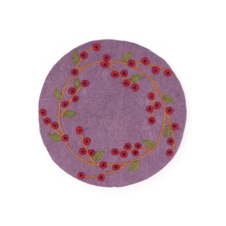 Sjaal met Verhaal Felt coaster 35 cm rond Bes Rood
