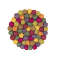 Sjaal met Verhaal Felt coaster 10 cm rond Bolletjes Indian Summer (Set of 4)