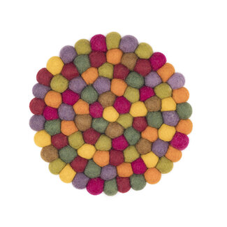 Sjaal met Verhaal Felt coaster 20 cm rond Bolletjes Indian Summer