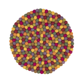 Sjaal met Verhaal Felt coaster 40 cm round Bolletjes Indian Summer