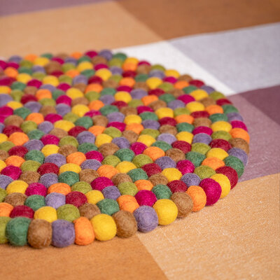 Sjaal met Verhaal Filz-Untersetzer 40 cm rond Bolletjes Indian Summer