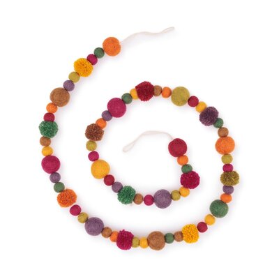 Sjaal met Verhaal Filzgirlande Pompoms Indian Summer