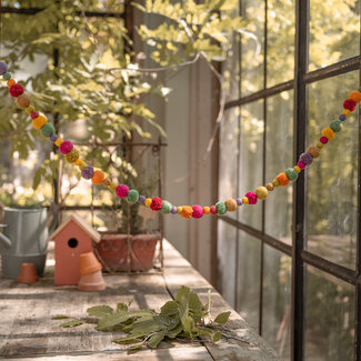 Sjaal met Verhaal Filzgirlande Pompoms Indian Summer