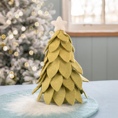 Sjaal met Verhaal Felt Decoration Kerstboom lichtgroen