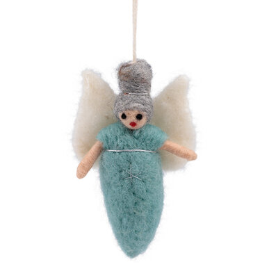 Sjaal met Verhaal Felt Christmas Hanger Engeltje ijsblauw