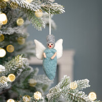 Sjaal met Verhaal Filz Weihnachtshänger Engeltje ijsblauw