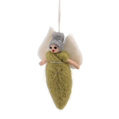 Sjaal met Verhaal Felt Christmas Hanger Engeltje lichtgroen