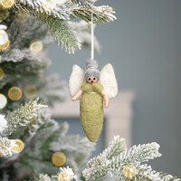 Sjaal met Verhaal Felt Christmas Hanger Engeltje lichtgroen