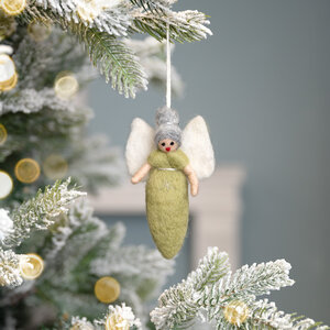 Sjaal met Verhaal Felt Christmas Hanger Engeltje lichtgroen