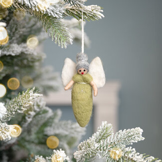 Sjaal met Verhaal Filz Weihnachtshänger Engeltje lichtgroen