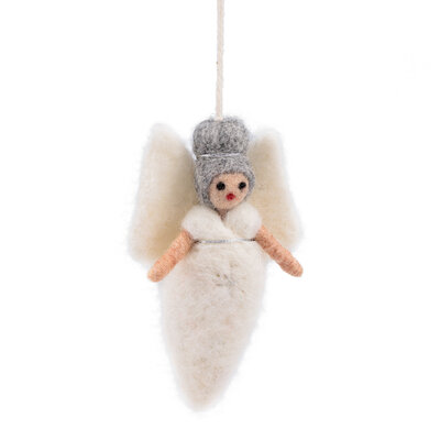 Sjaal met Verhaal Felt Christmas Hanger Engeltje wit/zilver