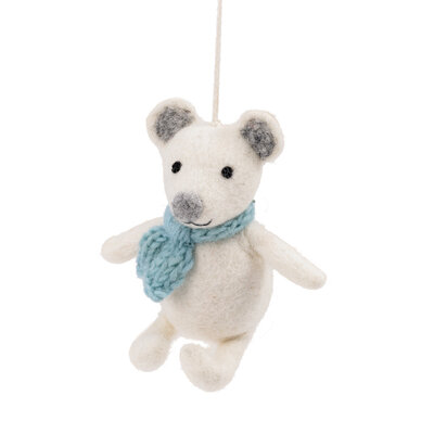 Sjaal met Verhaal Felt Christmas Hanger IJsbeer ijsblauw