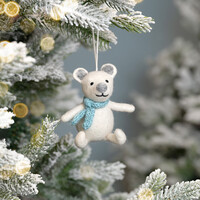 Sjaal met Verhaal Felt Christmas Hanger IJsbeer ijsblauw