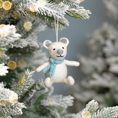 Sjaal met Verhaal Felt Christmas Hanger IJsbeer ijsblauw