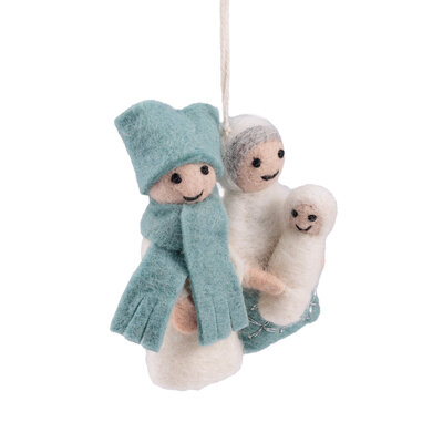 Sjaal met Verhaal Felt Christmas Hanger Jozef & Maria ijsblauw/wit