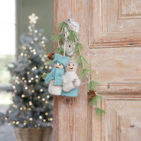 Sjaal met Verhaal Felt Christmas Hanger Jozef & Maria ijsblauw/wit