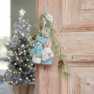 Sjaal met Verhaal Felt Christmas Hanger Jozef & Maria ijsblauw/wit