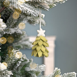 Sjaal met Verhaal Filz Weihnachtshänger Kerstboom lichtgroen
