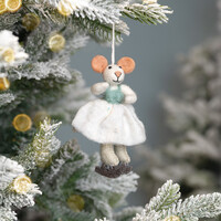 Sjaal met Verhaal Filz Weihnachtshänger Muis Kunstschaatster