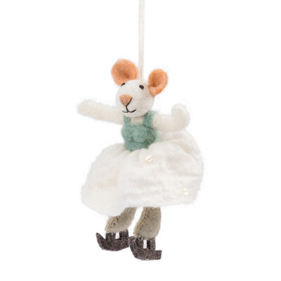 Sjaal met Verhaal Filz Weihnachtshänger Muis Kunstschaatster
