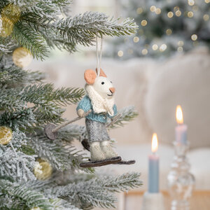 Sjaal met Verhaal Filz Weihnachtshänger Muis Skiër