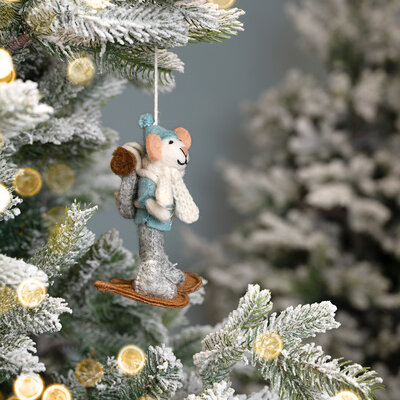 Sjaal met Verhaal Filz Weihnachtshänger Muis Sneeuwwandelaar