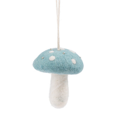 Sjaal met Verhaal Felt Christmas Hanger Paddenstoel ijsblauw