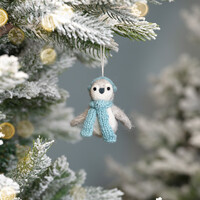 Sjaal met Verhaal Felt Christmas Hanger Pinguin ijsblauw