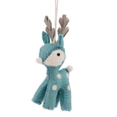 Sjaal met Verhaal Felt Christmas Hanger Rendier ijsblauw