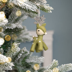 Sjaal met Verhaal Felt Christmas Hanger Rendier lichtgroen