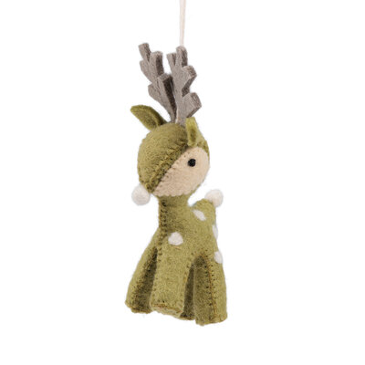 Sjaal met Verhaal Felt Christmas Hanger Rendier lichtgroen