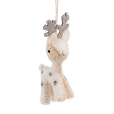 Sjaal met Verhaal Felt Christmas Hanger Rendier wit