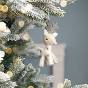 Sjaal met Verhaal Felt Christmas Hanger Rendier wit