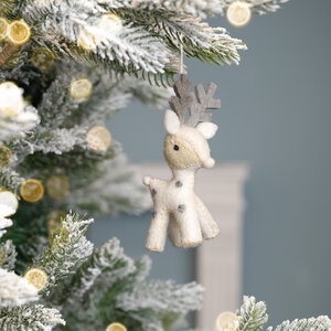 Sjaal met Verhaal Felt Christmas Hanger Rendier wit