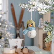 Sjaal met Verhaal Filz Weihnachtshänger Sneeuwpop ijsblauw