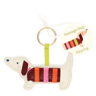 Rex London Keyring Faux Leather Sausage Dog