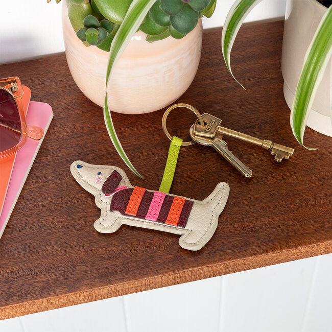 Keyring Faux Leather Sausage Dog