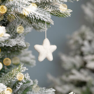 Sjaal met Verhaal Felt Christmas Hanger Ster wit