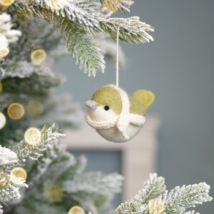 Sjaal met Verhaal Felt Christmas Hanger Vogeltje lichtgroen