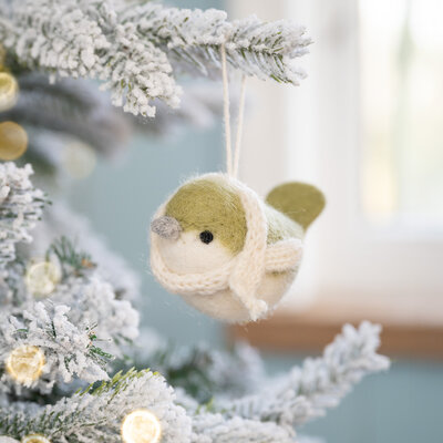 Sjaal met Verhaal Felt Christmas Hanger Vogeltje lichtgroen