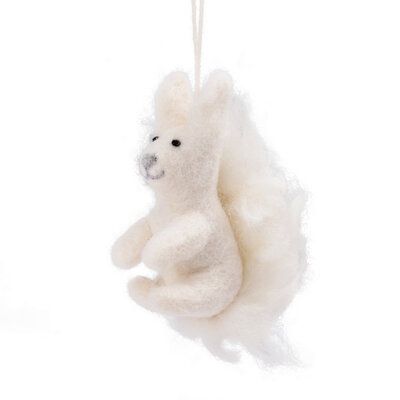 Sjaal met Verhaal Felt Christmas Hanger Winter Eekhoorn wit