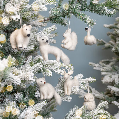 Sjaal met Verhaal Felt Christmas Hanger Winter Sneeuwuil