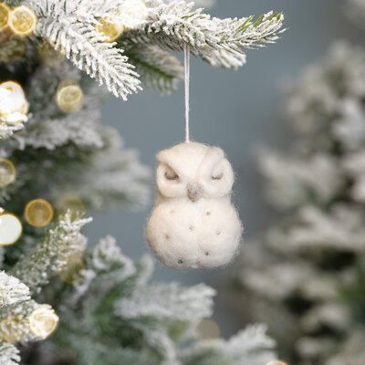 Sjaal met Verhaal Felt Christmas Hanger Winter Sneeuwuil
