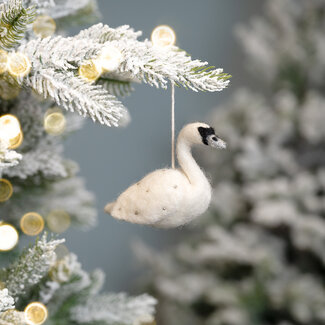 Sjaal met Verhaal Felt Christmas Hanger Winter Zwaan
