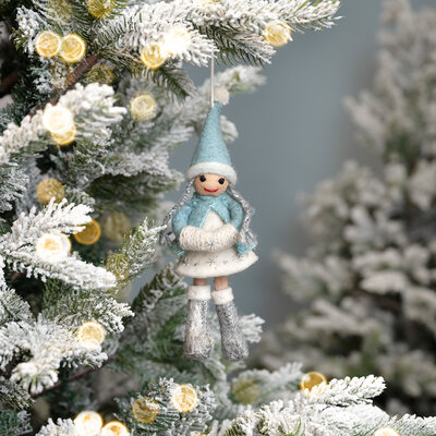 Sjaal met Verhaal Felt Christmas Hanger Winterfee ijsblauw