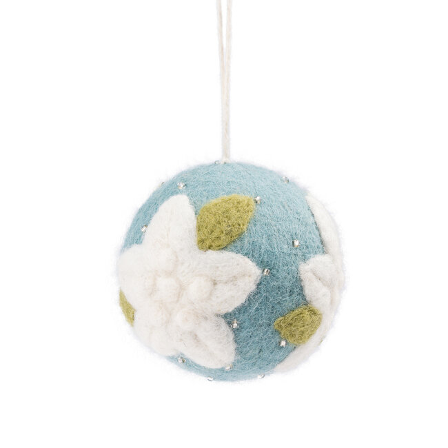 Felt Christmas Hanger Bal Kerstster ijsblauw